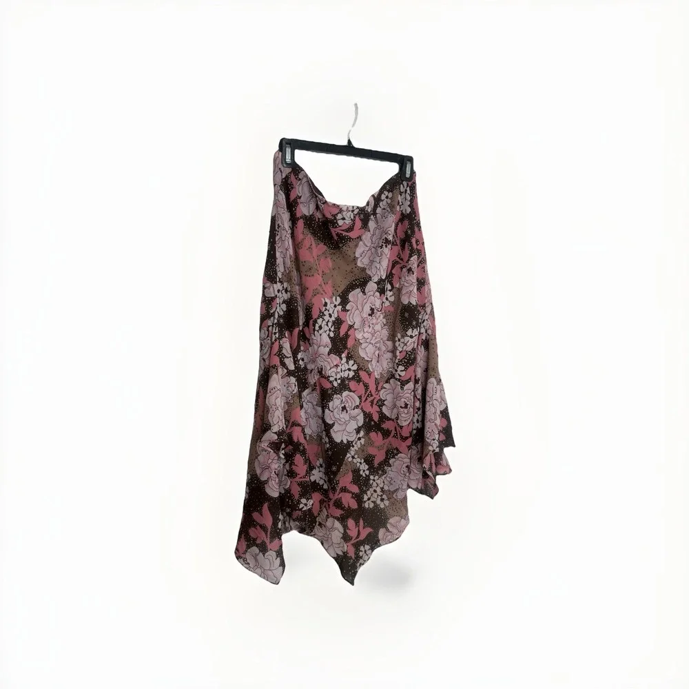 Vintage Y2K Floral Hanky Hem Asymmetrical Skirt Romantic Grunge Fairy Plus 14/16
